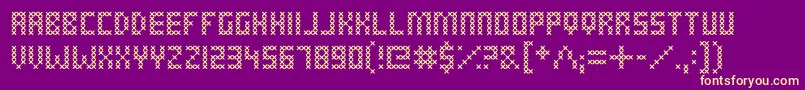CrossStitched Font – Yellow Fonts on Purple Background
