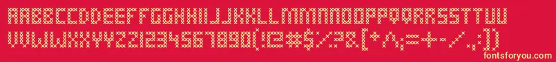 CrossStitched Font – Yellow Fonts on Red Background