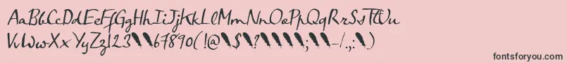 Crowfeather Script DEMO-Schriftart – Schwarze Schriften auf rosa Hintergrund
