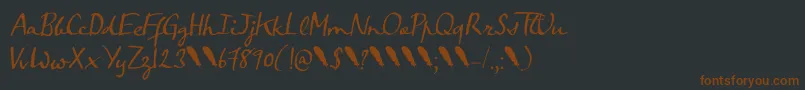 Fonte Crowfeather Script DEMO – fontes marrons em um fundo preto