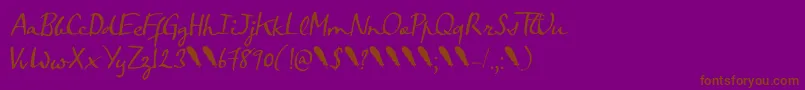 Czcionka Crowfeather Script DEMO – brązowe czcionki na fioletowym tle