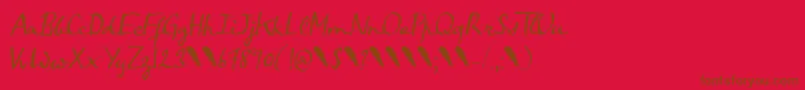 Crowfeather Script DEMO Font – Brown Fonts on Red Background