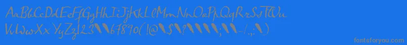 Crowfeather Script DEMO-Schriftart – Graue Schriften auf blauem Hintergrund