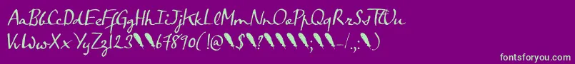 Crowfeather Script DEMO Font – Green Fonts on Purple Background