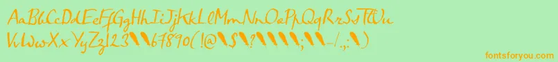 Crowfeather Script DEMO Font – Orange Fonts on Green Background