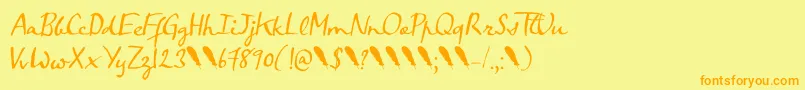 Crowfeather Script DEMO Font – Orange Fonts on Yellow Background