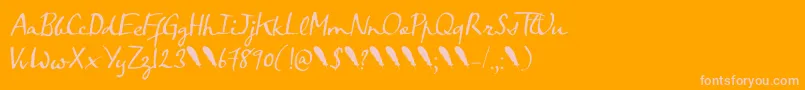 フォントCrowfeather Script DEMO – オレンジの背景にピンクのフォント
