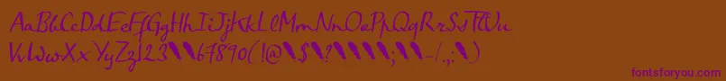 Crowfeather Script DEMO Font – Purple Fonts on Brown Background