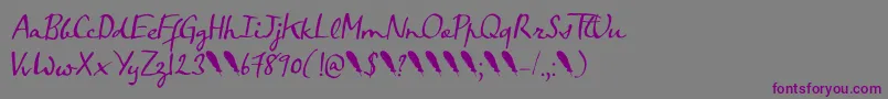 Crowfeather Script DEMO-Schriftart – Violette Schriften auf grauem Hintergrund