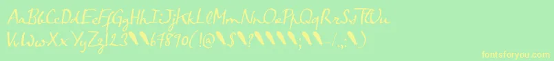 Crowfeather Script DEMO Font – Yellow Fonts on Green Background