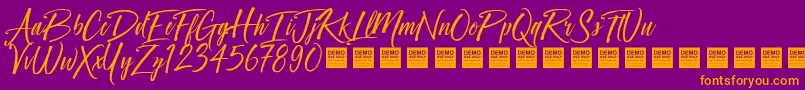 Crown Heights   Demo-Schriftart – Orangefarbene Schriften auf violettem Hintergrund