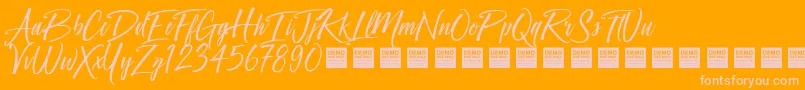 Crown Heights   Demo-Schriftart – Rosa Schriften auf orangefarbenem Hintergrund
