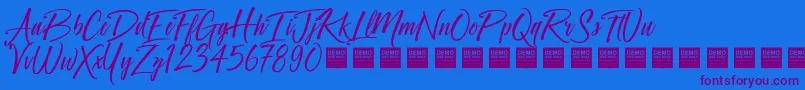 フォントCrown Heights   Demo – 紫色のフォント、青い背景
