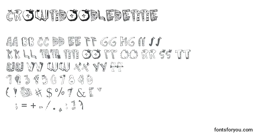 A fonte CROWNDOODLEdenne (124239) – alfabeto, números, caracteres especiais