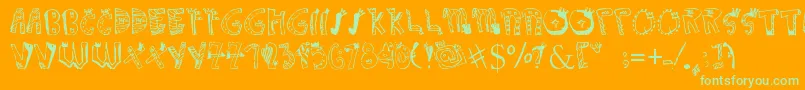 CROWNDOODLEdenne Font – Green Fonts on Orange Background