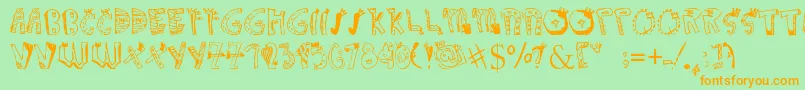 CROWNDOODLEdenne Font – Orange Fonts on Green Background