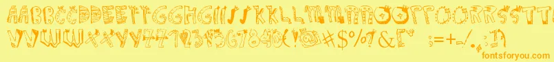 CROWNDOODLEdenne Font – Orange Fonts on Yellow Background