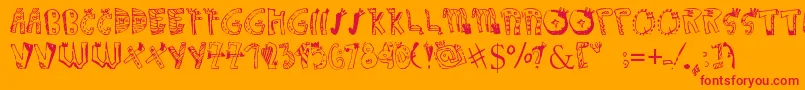 CROWNDOODLEdenne Font – Red Fonts on Orange Background