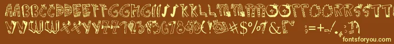 CROWNDOODLEdenne Font – Yellow Fonts on Brown Background