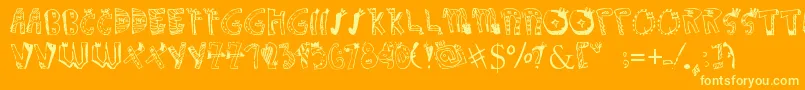 CROWNDOODLEdenne Font – Yellow Fonts on Orange Background