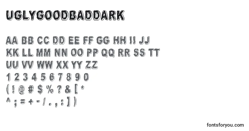 A fonte Uglygoodbaddark – alfabeto, números, caracteres especiais