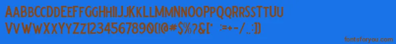 フォントCrumble Regular – 茶色の文字が青い背景にあります。