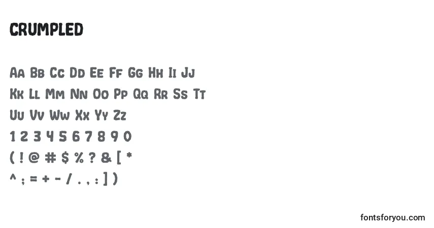 Czcionka CRUMPLED (124244) – alfabet, cyfry, specjalne znaki