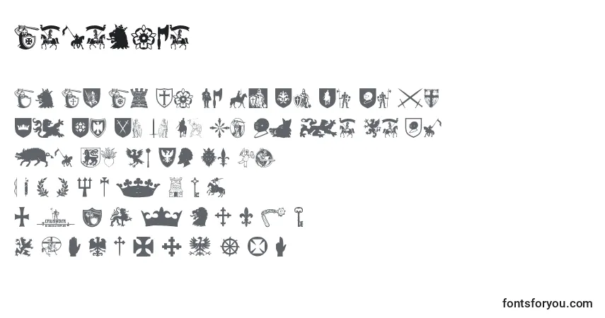 Czcionka Crusader – alfabet, cyfry, specjalne znaki