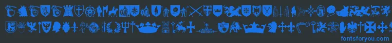 Crusader-Schriftart – Blaue Schriften auf schwarzem Hintergrund