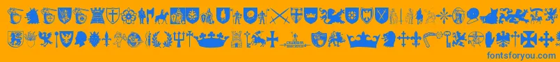 Fonte Crusader – fontes azuis em um fundo laranja