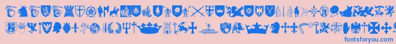 Crusader-Schriftart – Blaue Schriften auf rosa Hintergrund