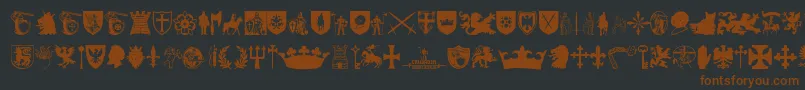 Crusader-Schriftart – Braune Schriften auf schwarzem Hintergrund