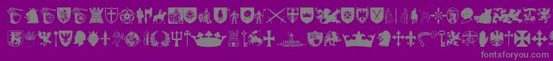 Crusader-Schriftart – Graue Schriften auf violettem Hintergrund