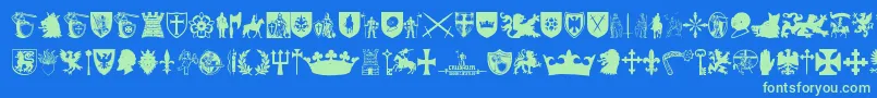 Crusader-Schriftart – Grüne Schriften auf blauem Hintergrund