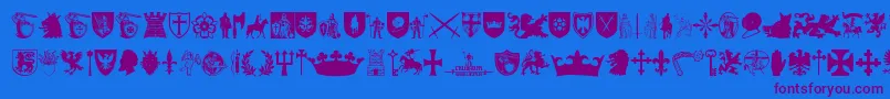 Crusader-Schriftart – Violette Schriften auf blauem Hintergrund