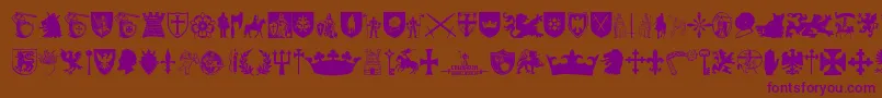 Crusader-Schriftart – Violette Schriften auf braunem Hintergrund