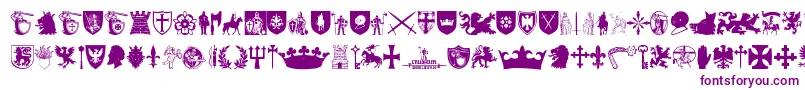 Crusader-Schriftart – Violette Schriften auf weißem Hintergrund