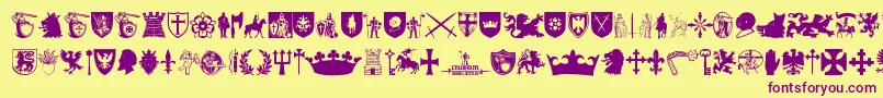 Crusader-Schriftart – Violette Schriften auf gelbem Hintergrund