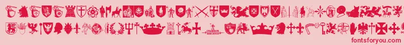 Crusader-Schriftart – Rote Schriften auf rosa Hintergrund