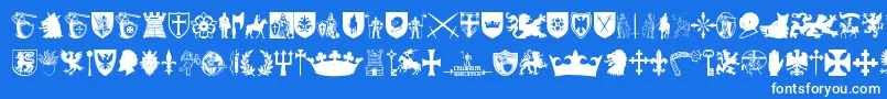 Crusader-Schriftart – Weiße Schriften auf blauem Hintergrund