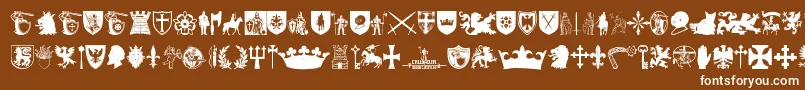 Crusader-Schriftart – Weiße Schriften auf braunem Hintergrund