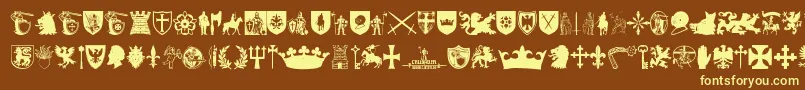 Crusader-Schriftart – Gelbe Schriften auf braunem Hintergrund