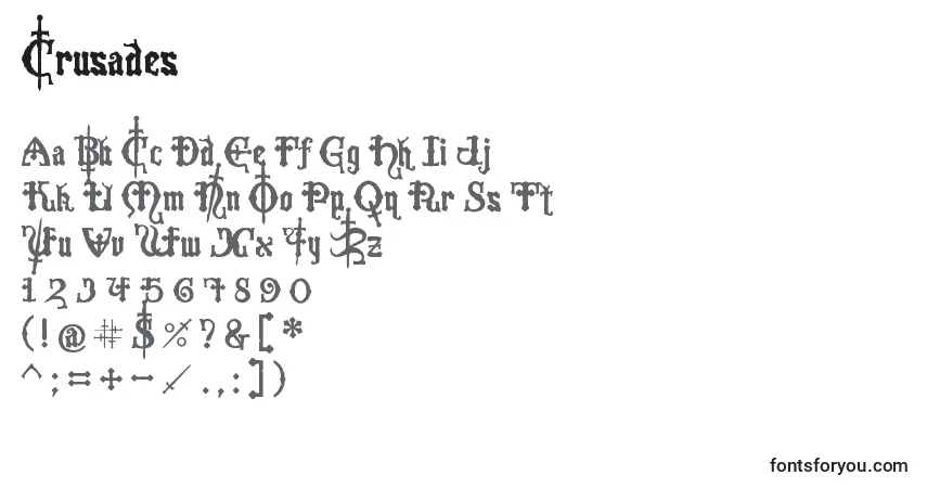 Шрифт Crusades (124246) – алфавит, цифры, специальные символы