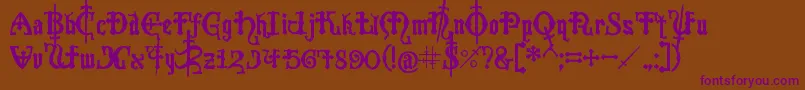 Crusades Font – Purple Fonts on Brown Background