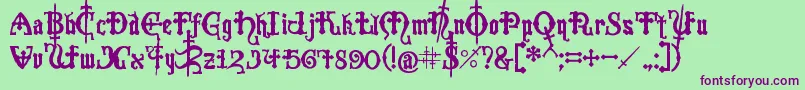 Crusades Font – Purple Fonts on Green Background