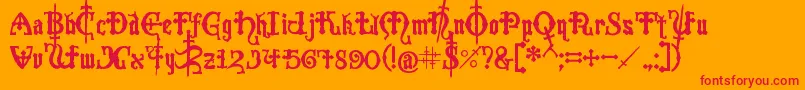 Crusades Font – Red Fonts on Orange Background