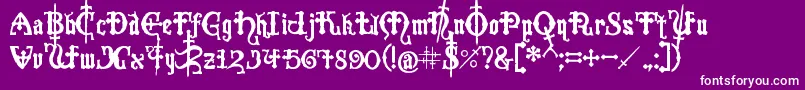 Crusades-Schriftart – Weiße Schriften auf violettem Hintergrund