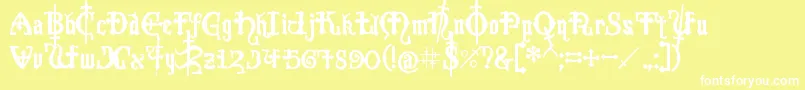フォントCrusades – 黄色い背景に白い文字