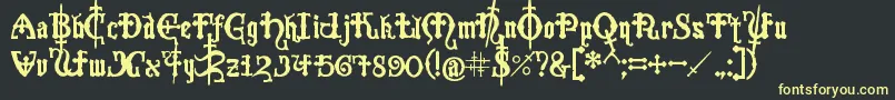 フォントCrusades – 黒い背景に黄色の文字