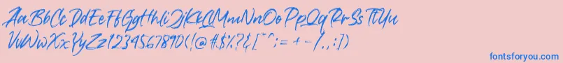 Crushed Font – Blue Fonts on Pink Background